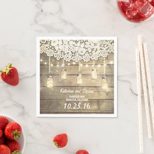 rustieke mason jar verlichting bruiloft papieren s servetten (Insitu)