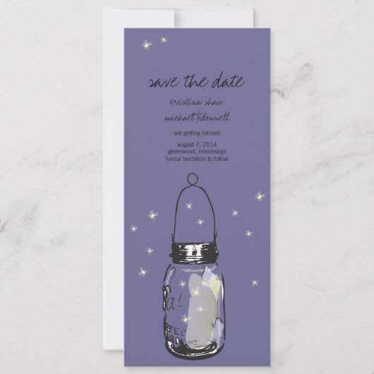 Rustieke Mason Jar & Vuurtjes Save the Date (Voorkant)