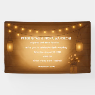 Rustieke Mason Jar Wedding Banner met String Light