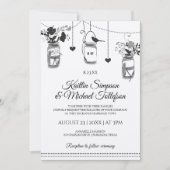 Rustieke Mason Jar Wood Kraft bruiloft uitnodiging (Voorkant)