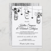 Rustieke Mason Jar Wood Kraft bruiloft uitnodiging (Voorkant / Achterkant)