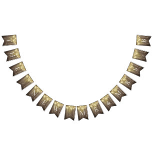 Rustieke Mason Jar & Woodgrain Bruiloft Tuin Feest Vlaggetjes