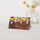 Rustieke Mason Jar Zonnebloem Plaats Kaarten (Voorkant)