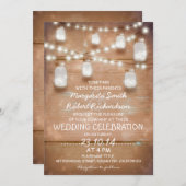 Rustieke Mason Jars en lichte bruiloft uitnodiging (Voorkant / Achterkant)