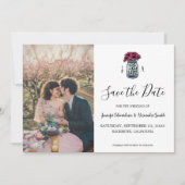Rustieke Mason potje monogram foto Save the Date Kaart (Voorkant)