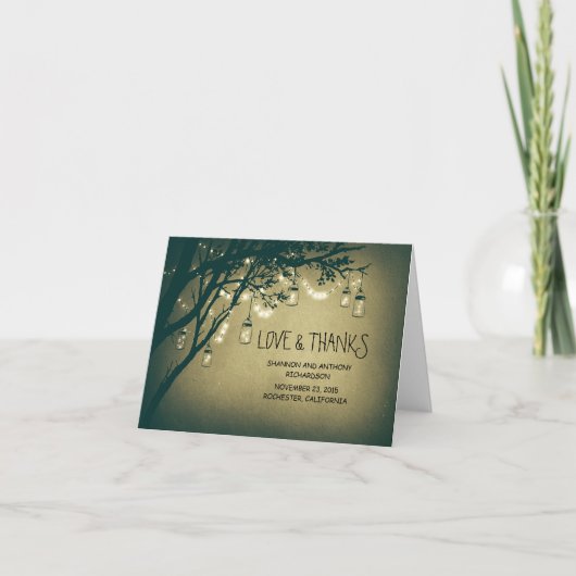 Rustieke Mason potjes en twinkle lichten dank u Bedankkaart (Voorkant)