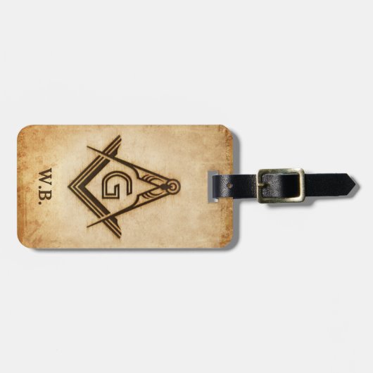 Rustieke Masonic Bagagelabels | Vrijmetselaarscade (Voorkant horizontaal)