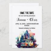 Rustieke Maximalist Camper Mountain Save the Date Kaart (Voorkant / Achterkant)