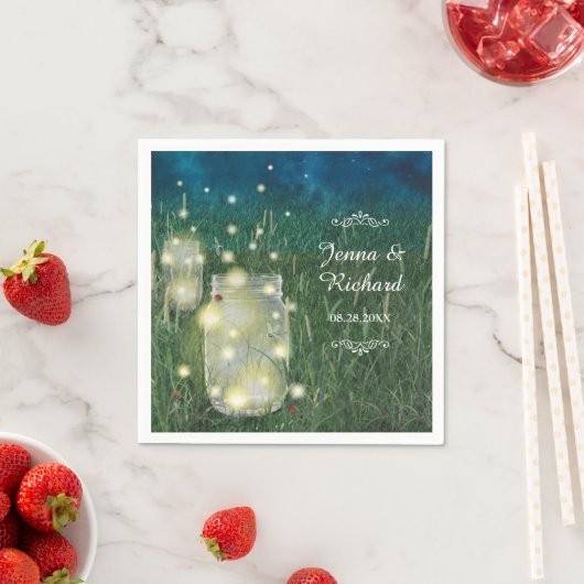 Rustieke Meadow Zomer Nacht Mason Jar en Fireflies Servetten (Insitu)