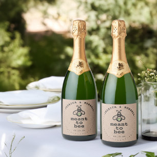 Rustieke Meant To Bee Bruiloft Sparkling Wijnetiket