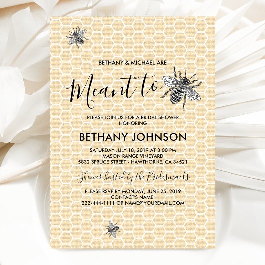 Rustieke 'Meant to Bee' Bruiloftsborrel Kaart