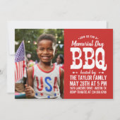 Rustieke Memorial Day BBQ Foto uitnodiging (Voorkant)