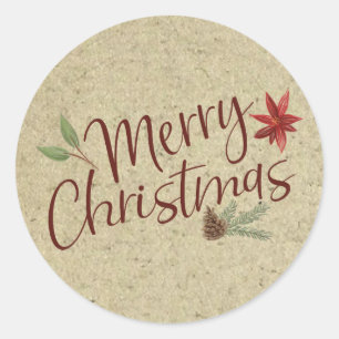 Rustieke Merry Christmas Envelope Seals Ronde Sticker