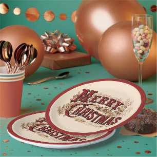 Rustieke Merry Christmas Paper Borden Papieren Bordje