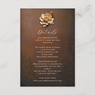 Rustieke metallic bloem bruiloft details kaart