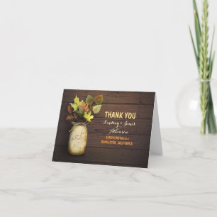 Rustieke metselaar en valbladeren dank u kaarten