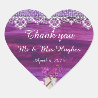 Rustieke metselaarpot met bloemenbruiloft bedankt hart sticker