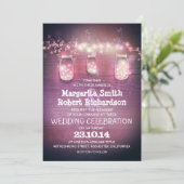 rustieke metselaarpotten en lichten bruiloft uitno kaart (Staand voorkant)