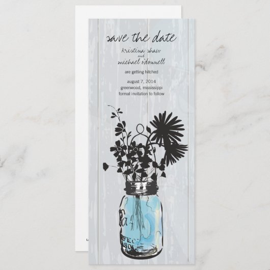 Rustieke Metselbus & Wilde Bloemen Bewaar de Datum Save The Date (Voorkant / Achterkant)