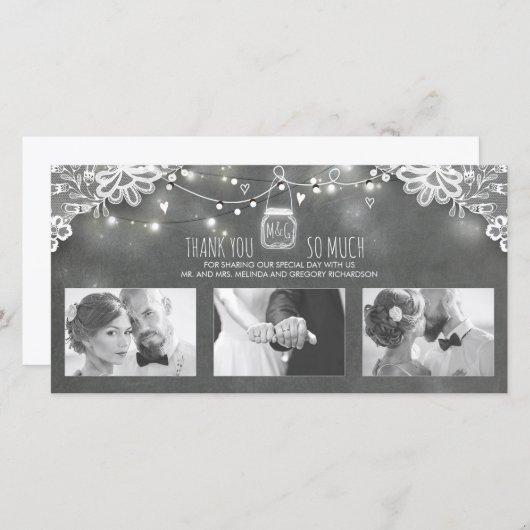 Rustieke Metselpotlampjes Kant-en-klare Trouw Beda Bedankkaart (Voorkant / Achterkant)