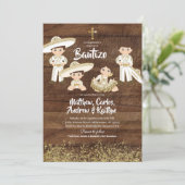 Rustieke Mexicaanse Cactus Gouden Charro Broer/Zus Kaart (Staand voorkant)