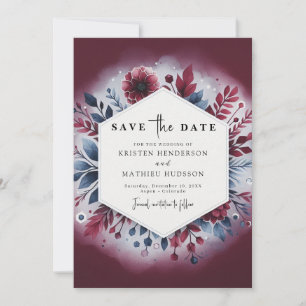 Rustieke minimale Bourgondische bruiloft Save The Date