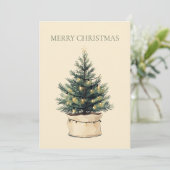 Rustieke minimale kerstboom feestdagenkaart (Staand voorkant)