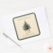 Rustieke minimale kerstboom vierkante sticker (Envelop)