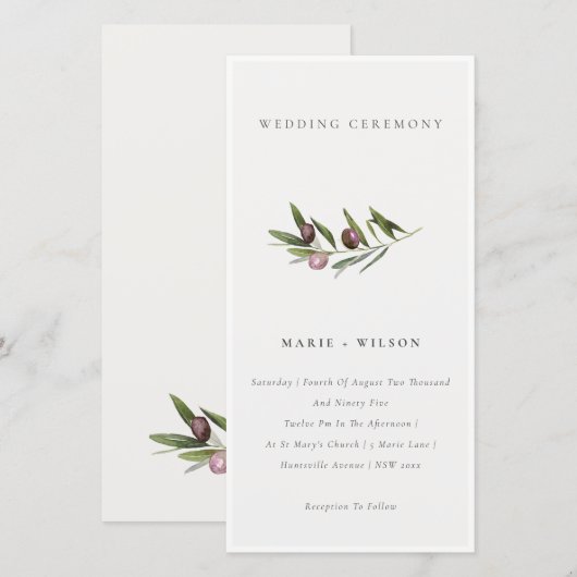 Rustieke Minimale Olijftak Foliage Trouw Uitnodigi Bedankkaart (Voorkant / Achterkant)