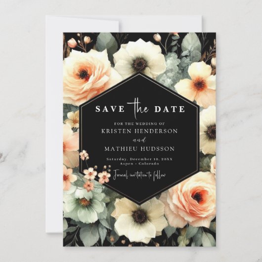 Rustieke minimale perzik bruiloft save the date (Voorkant)
