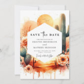 Rustieke minimalistische cactus bruiloft save the date (Voorkant)