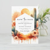 Rustieke minimalistische cactus bruiloft save the date (Staand voorkant)