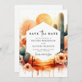 Rustieke minimalistische cactus bruiloft save the date (Voorkant / Achterkant)