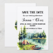 Rustieke minimalistische Forest Lake-kano Save the Kaart (Voorkant / Achterkant)