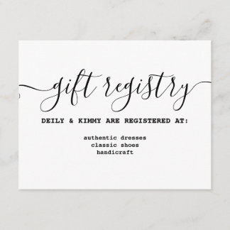 Rustieke Minimalistische Kalligrafie Gift Registry Informatiekaartje