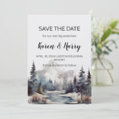 Rustieke minimalistische Mountain Lake SnowSave th Kaart (Staand voorkant)