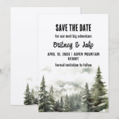 Rustieke Minimalistische Mountain Pine Tree Save t Kaart (Voorkant / Achterkant)