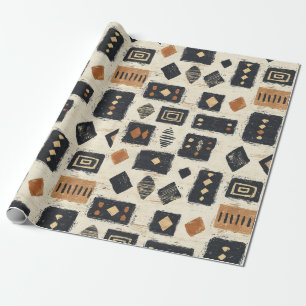 Rustieke Modderdoek Geometrisch Patroon (2) Cadeaupapier
