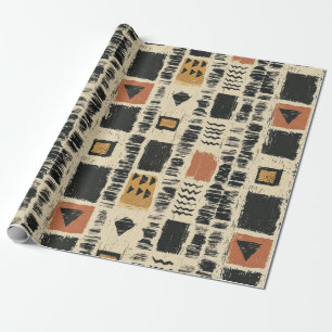 Rustieke Modderdoek Geometrisch Patroon (3) Cadeaupapier