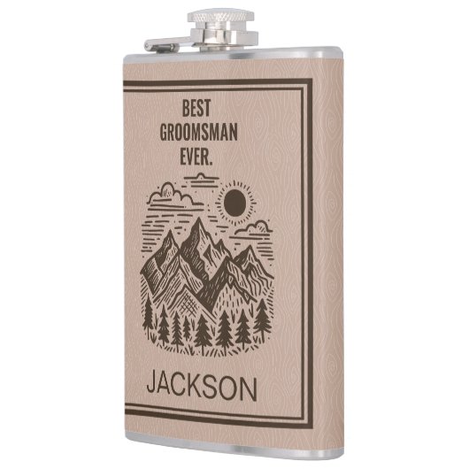 Rustieke Moderne Bergen Custom Groomsman Heupfles (Links)