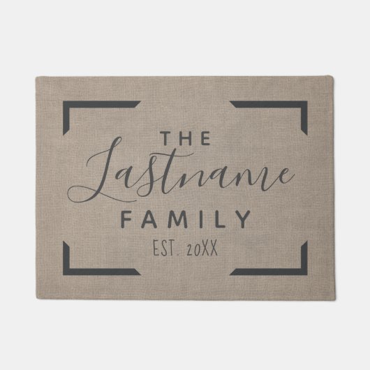Rustieke moderne Burlap - Familie Welkom Deurmat (Voorkant)