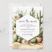 Rustieke moderne cactus bruiloft save the date (Voorkant)