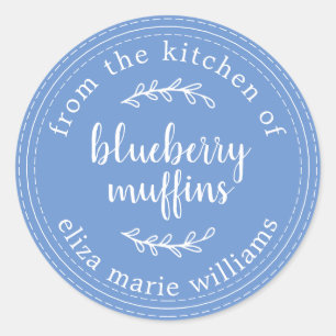 Rustieke Moderne Gebakken Waren Bosbesmuffins Blau Ronde Sticker