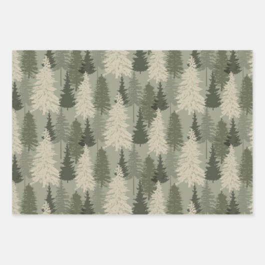 Rustieke moderne groene Sage Pine Forest Inpakpapier Vel (Voorkant)