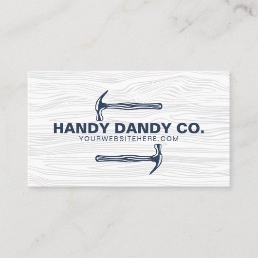 Rustieke Moderne Houtkorrel Handyman Hammer Aannem Visitekaartje (Voorkant)