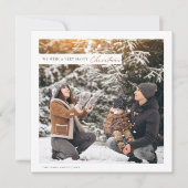 Rustieke moderne Kerstmis twee foto vierkant Feestdagenkaart (Voorkant)