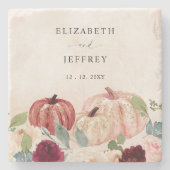 Rustieke Moderne Pompoenen Country Fall Bruiloft Stenen Onderzetter (Voorkant)