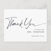 Rustieke moderne script bruiloft feest bedankt briefkaart (Voorkant)