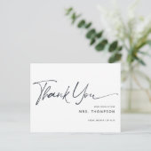 Rustieke moderne script bruiloftsshower bedankje briefkaart (Staand voorkant)