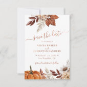 Rustieke moderne terracotta bloemen QR code bruilo Save The Date (Voorkant)